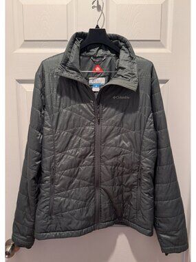 Columbia Omni-Heat Quilted Jacket Gray Green Thumb Holes Women XL